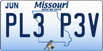 MO license plate PL3P3V