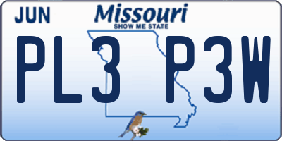 MO license plate PL3P3W