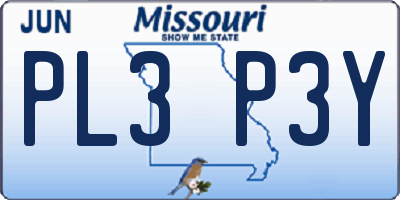 MO license plate PL3P3Y