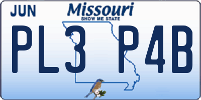 MO license plate PL3P4B