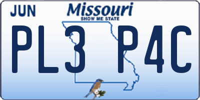 MO license plate PL3P4C