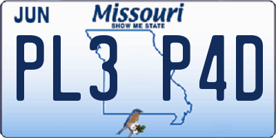 MO license plate PL3P4D