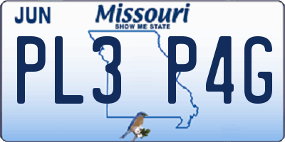 MO license plate PL3P4G