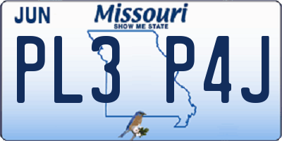 MO license plate PL3P4J