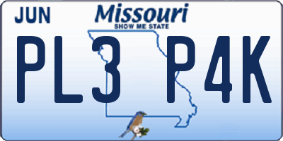 MO license plate PL3P4K