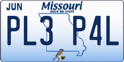 MO license plate PL3P4L