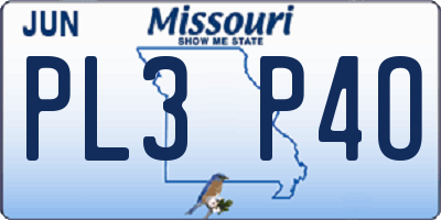 MO license plate PL3P4O