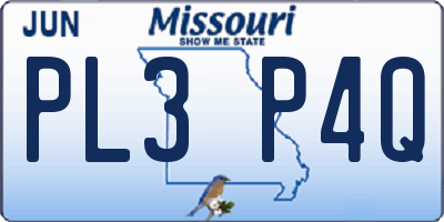 MO license plate PL3P4Q
