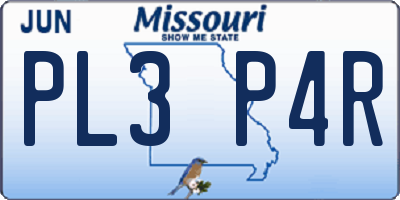 MO license plate PL3P4R