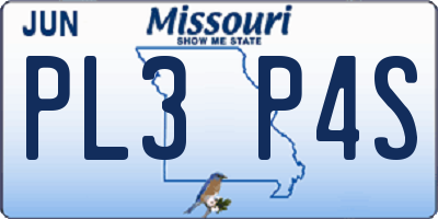 MO license plate PL3P4S