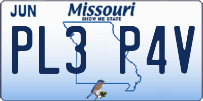 MO license plate PL3P4V