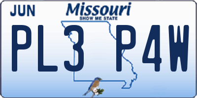MO license plate PL3P4W