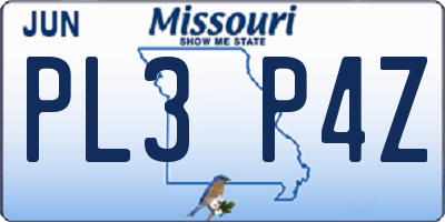 MO license plate PL3P4Z