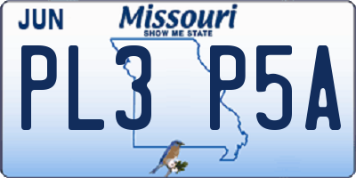 MO license plate PL3P5A