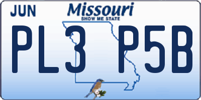 MO license plate PL3P5B