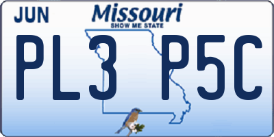 MO license plate PL3P5C