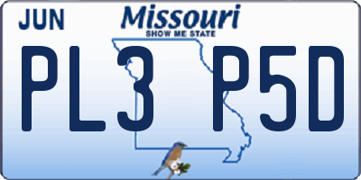 MO license plate PL3P5D