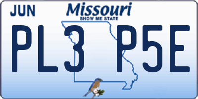 MO license plate PL3P5E