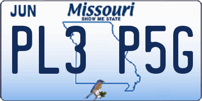 MO license plate PL3P5G