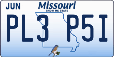 MO license plate PL3P5I