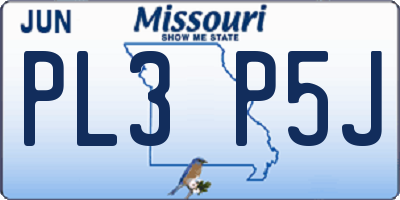 MO license plate PL3P5J