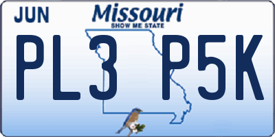 MO license plate PL3P5K