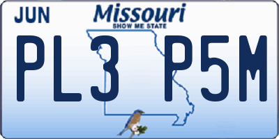 MO license plate PL3P5M