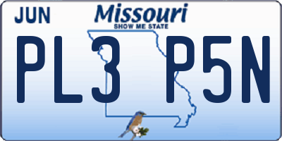 MO license plate PL3P5N