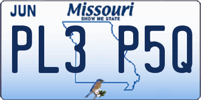 MO license plate PL3P5Q
