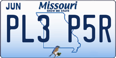 MO license plate PL3P5R