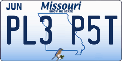MO license plate PL3P5T