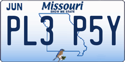 MO license plate PL3P5Y