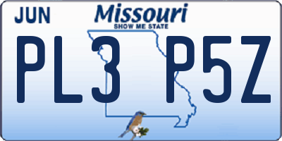 MO license plate PL3P5Z