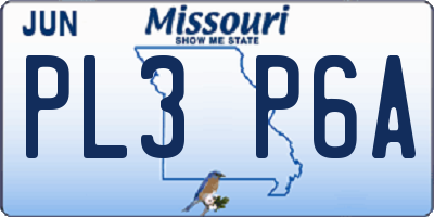 MO license plate PL3P6A