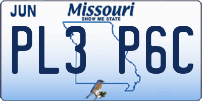 MO license plate PL3P6C