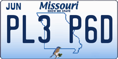 MO license plate PL3P6D