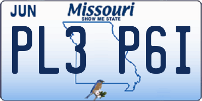 MO license plate PL3P6I