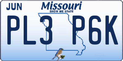 MO license plate PL3P6K
