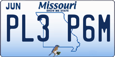 MO license plate PL3P6M