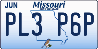 MO license plate PL3P6P