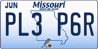 MO license plate PL3P6R