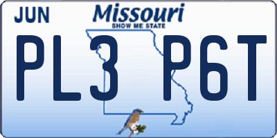 MO license plate PL3P6T