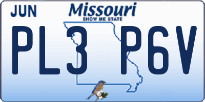 MO license plate PL3P6V