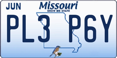 MO license plate PL3P6Y