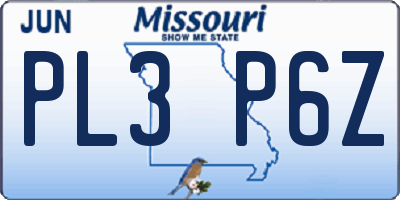 MO license plate PL3P6Z