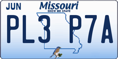 MO license plate PL3P7A