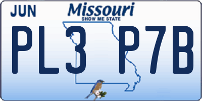 MO license plate PL3P7B