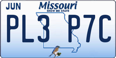 MO license plate PL3P7C