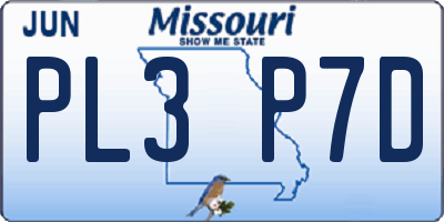 MO license plate PL3P7D