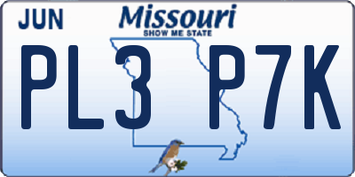 MO license plate PL3P7K